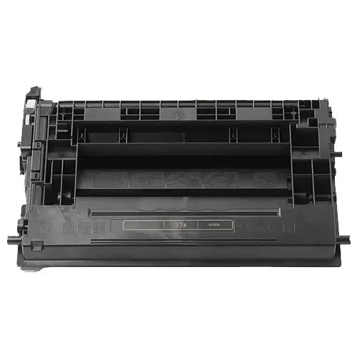 Refurbished Compatible HP CF237A (HP 37A) Black Toner Cartridge on a white background, showcasing a rectangular shape with detailed plastic molding and a visible front label.